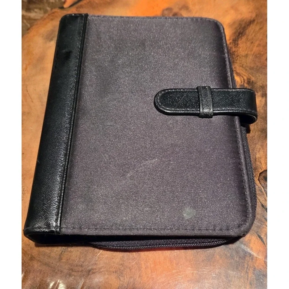 At A Glance Faux Leather Black Binder Planner Divider Organizer Fits 8x5